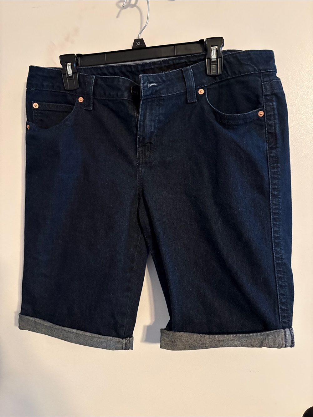 Calvin Klein Dark Blue Rolled Cuff Denim Shorts